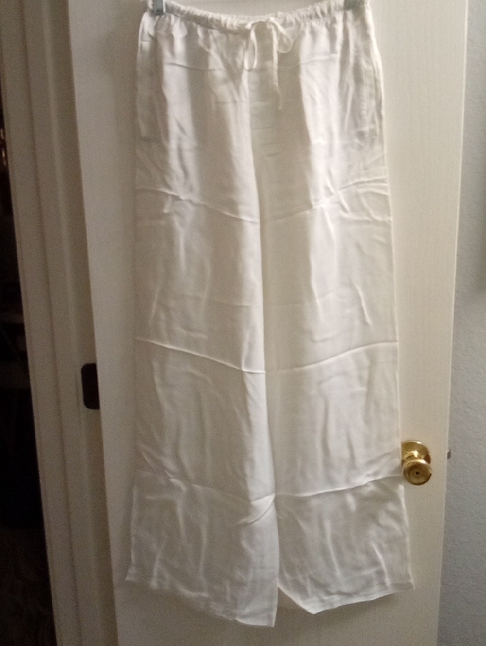 Zara White Wide-Leg Drawstring Pants